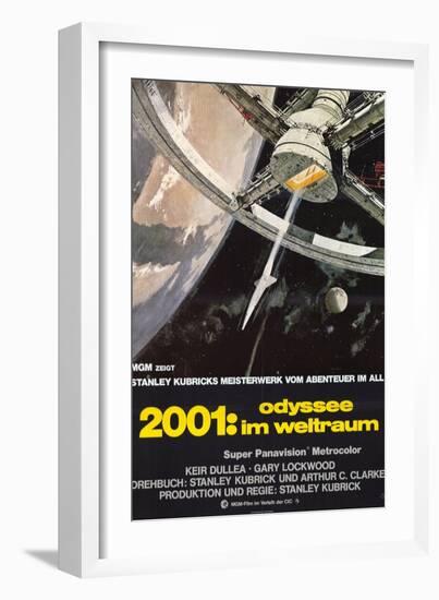 2001: A Space Odyssey, German Movie Poster, 1968-null-Framed Art Print