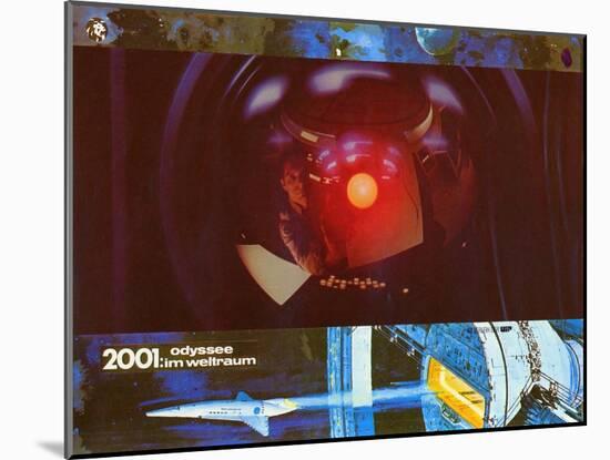 2001: A Space Odyssey, German Movie Poster, 1968-null-Mounted Art Print