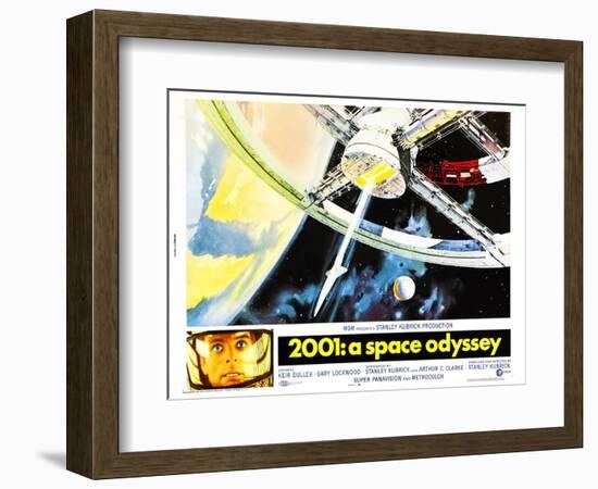 2001: A Space Odyssey, US lobbycard, Keir Dullea, 1968-null-Framed Art Print