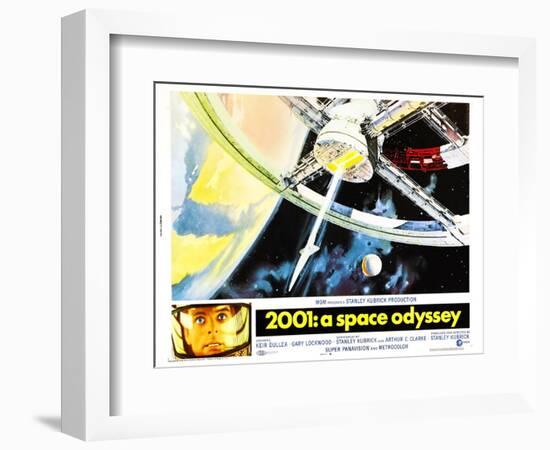 2001: A Space Odyssey, US lobbycard, Keir Dullea, 1968-null-Framed Art Print