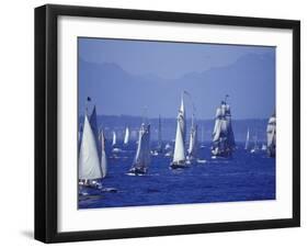 2002 Tall Ships Festival in Elliott Bay, Seattle, Washington, USA-William Sutton-Framed Photographic Print