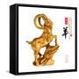 2015 is Year of the Goat,Gold Chinese with Calligraphy Mean Happy New Year. Translation: Sheep, Goa-kenny001-Framed Stretched Canvas