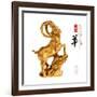 2015 is Year of the Goat,Gold Chinese with Calligraphy Mean Happy New Year. Translation: Sheep, Goa-kenny001-Framed Photographic Print