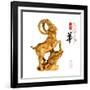 2015 is Year of the Goat,Gold Chinese with Calligraphy Mean Happy New Year. Translation: Sheep, Goa-kenny001-Framed Photographic Print