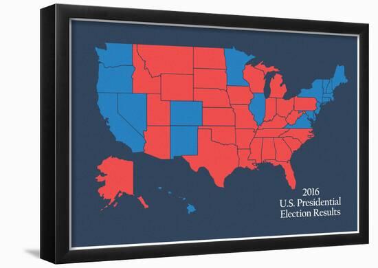 2016 US Presidential Electoral College Results (Blue)-null-Framed Poster