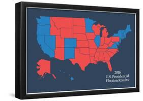 2016 US Presidential Electoral College Results (Blue)-null-Framed Poster