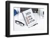 2024 Goal, Plan, Action Checklist Text on Note Pad with Laptop, Glasses and Pen.-yusnizam-Framed Photographic Print