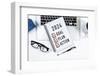 2024 Goal, Plan, Action Checklist Text on Note Pad with Laptop, Glasses and Pen.-yusnizam-Framed Photographic Print