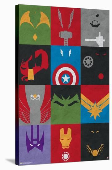24X36 Marvel Comics - Avengers - Minimalist Grid-Trends International-Stretched Canvas