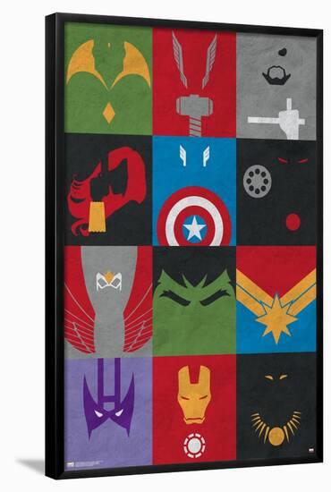 24X36 Marvel Comics - Avengers - Minimalist Grid-Trends International-Framed Poster