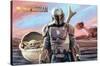 24X36 The Mandalorian - Mando and The Child with Ship-Trends International-Stretched Canvas