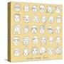 25 Funny Cartoon Faces in Vector. Men, Women, Girls, Boys Smiling and Laughing-smilewithjul-Stretched Canvas
