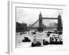 25th Jubilee Year Britannia and Flotilla Under Tower Bridge, Thames River, June 1977-null-Framed Photographic Print