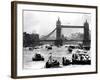 25th Jubilee Year Britannia and Flotilla Under Tower Bridge, Thames River, June 1977-null-Framed Photographic Print