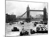 25th Jubilee Year Britannia and Flotilla Under Tower Bridge, Thames River, June 1977-null-Mounted Photographic Print