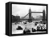 25th Jubilee Year Britannia and Flotilla Under Tower Bridge, Thames River, June 1977-null-Framed Stretched Canvas