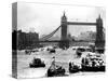 25th Jubilee Year Britannia and Flotilla Under Tower Bridge, Thames River, June 1977-null-Stretched Canvas