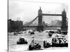 25th Jubilee Year Britannia and Flotilla Under Tower Bridge, Thames River, June 1977-null-Stretched Canvas