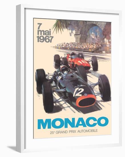 25th Monaco Grand Prix Automobile - Formula One F1, Vintage Car Racing Poster, 1967-Michael Turner-Framed Art Print