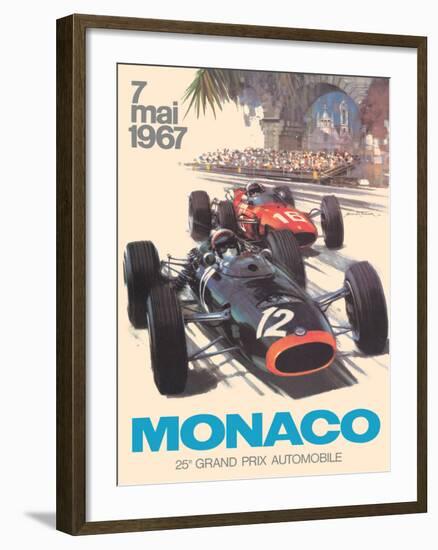 25th Monaco Grand Prix Automobile - Formula One F1, Vintage Car Racing Poster, 1967-Michael Turner-Framed Art Print