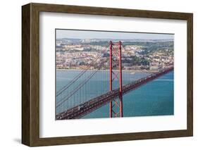 25th of April Bridge over the Tagus River, Lisbon, Portugal-Mark A Johnson-Framed Photographic Print