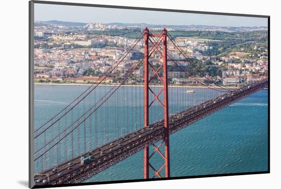 25th of April Bridge over the Tagus River, Lisbon, Portugal-Mark A Johnson-Mounted Photographic Print