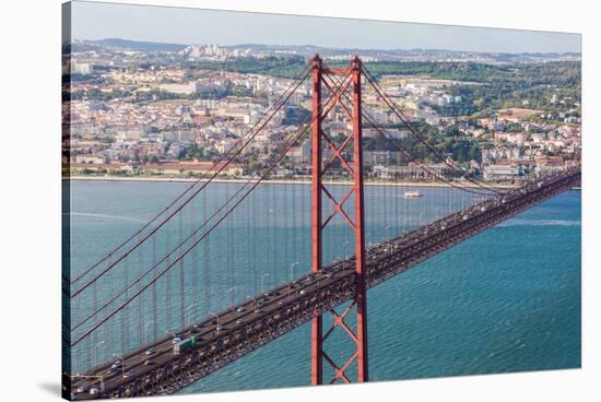 25th of April Bridge over the Tagus River, Lisbon, Portugal-Mark A Johnson-Stretched Canvas