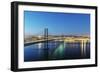 25th of April Bridge over the Tagus river (Tejo river) and Lisbon at twilight. Portugal-Mauricio Abreu-Framed Photographic Print