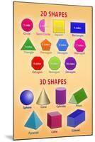 2D and 3D Shapes Educational Chart-null-Mounted Art Print