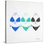 3 Bikini Blues-Cat Coquillette-Stretched Canvas