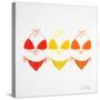 3 Bikini Orange-Cat Coquillette-Stretched Canvas