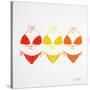 3 Bikini Orange-Cat Coquillette-Stretched Canvas