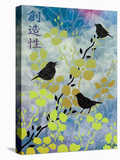 3 Birds Asian Nights-Bee Sturgis-Stretched Canvas