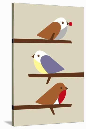 3 Birds-Dicky Bird-Stretched Canvas