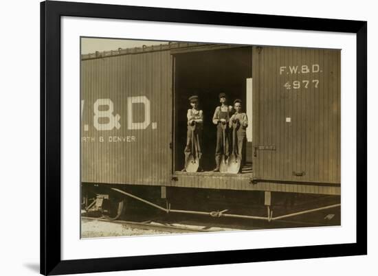 3 Boys in Box Car-null-Framed Art Print