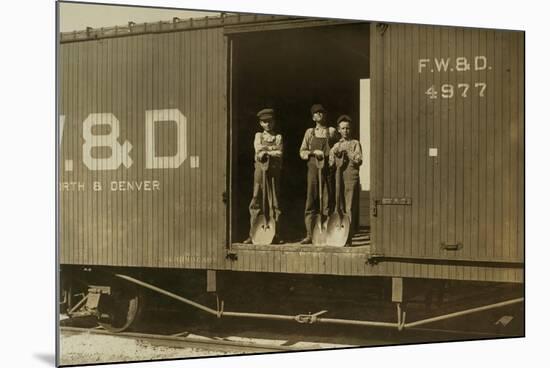 3 Boys in Box Car-null-Mounted Art Print