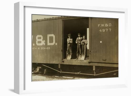 3 Boys in Box Car-null-Framed Art Print