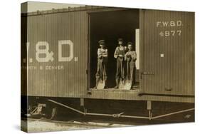 3 Boys in Box Car-null-Stretched Canvas