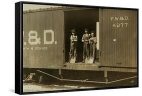 3 Boys in Box Car-null-Framed Stretched Canvas