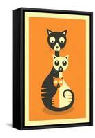 3 Cats-Jazzberry Blue-Framed Stretched Canvas