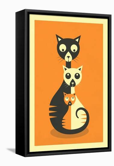 3 Cats-Jazzberry Blue-Framed Stretched Canvas