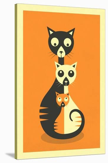 3 Cats-Jazzberry Blue-Stretched Canvas