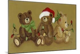 3 Christmas Teddy Bears Strewn with Lights-Beverly Johnston-Mounted Giclee Print