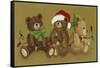 3 Christmas Teddy Bears Strewn with Lights-Beverly Johnston-Framed Stretched Canvas