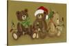 3 Christmas Teddy Bears Strewn with Lights-Beverly Johnston-Stretched Canvas