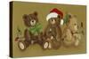 3 Christmas Teddy Bears Strewn with Lights-Beverly Johnston-Stretched Canvas