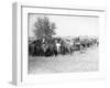 3 Cowboys Roping Horses Photograph - South Dakota-Lantern Press-Framed Art Print