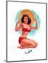 "3-D Feature" 1950s Pin-Up Calendar Girl by T. N. Thompson-Piddix-Mounted Art Print