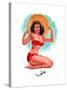 "3-D Feature" 1950s Pin-Up Calendar Girl by T. N. Thompson-Piddix-Stretched Canvas