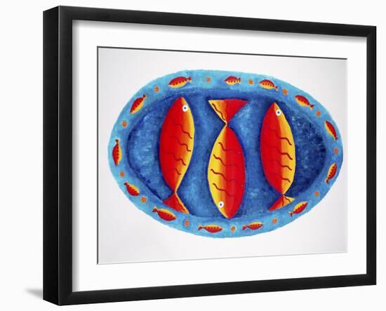 3 Fish on a Plate, 2004-Julie Nicholls-Framed Giclee Print